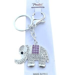 3/$25 Pastel Sparkl Collection Jeweled Silver Purple Elephant Keychain Bag Charm
